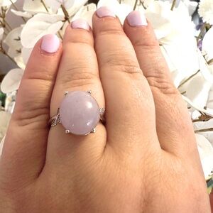 Stunning natural Burma Lavendar Jade ring, in sterling silver